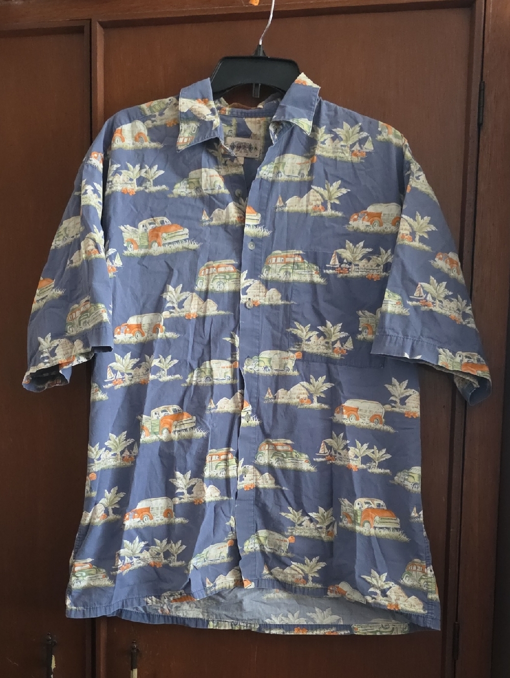 Campia Moda Men's Classic Cars Woodies 100% Cotton Button-Down Shirt Sz L
